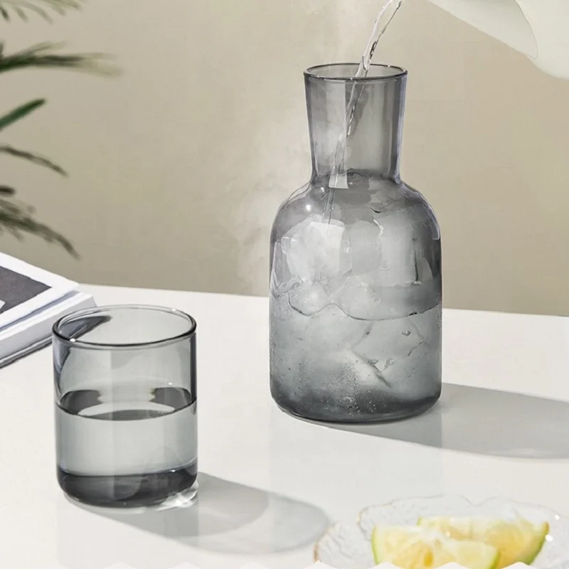 Glass cold water bottle juice cup Large capacity household high borosilicate glass thickened heat resistant one person drink set