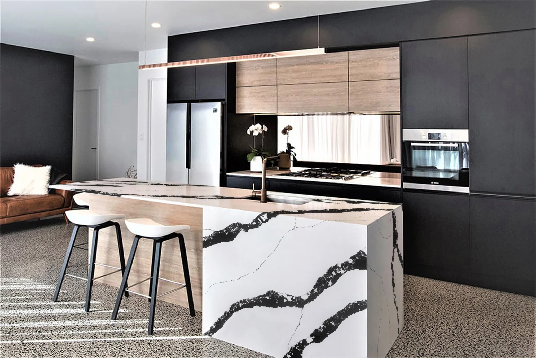 Calacatta White Marble Engineered Stone kitchentop countertop Artificial Stones Quartz Slab Wayon Brand