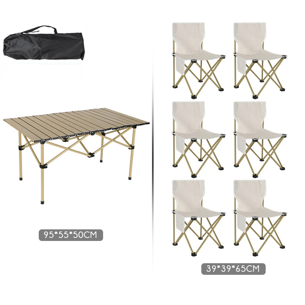 Outdoor Furniture Sets Portable Carbon Steel Foldable Dining BBQ Chairs Camping Folding Table And Chairs Set