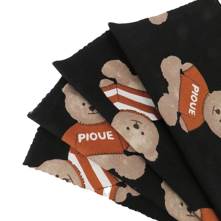 
Wholesale 67%Rayon 39%Cotton 4%Spandex RC Printed Bear Pattern Fabric for Baby Dress 