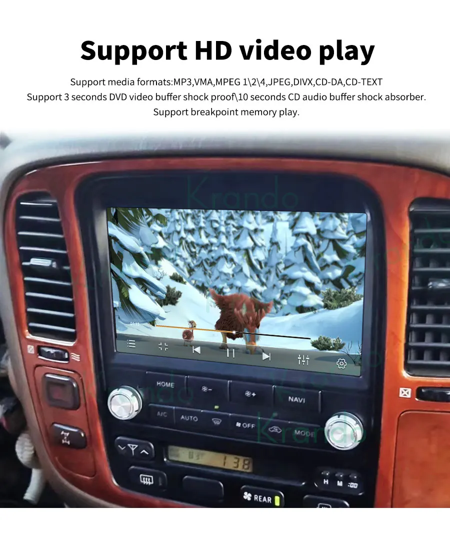 Krando 9 Inch Car Audio for TOYOTA Land Cruiser 100 LEXUS LX470 1998 - 2002 Android Auto Stereo Built in DSP WIFI 4G Sim Card