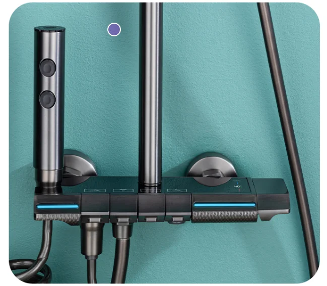 Piano Keys Shower System Set Ambient Light Temperature Display Modern Showers For Bathroom Household Shower Head