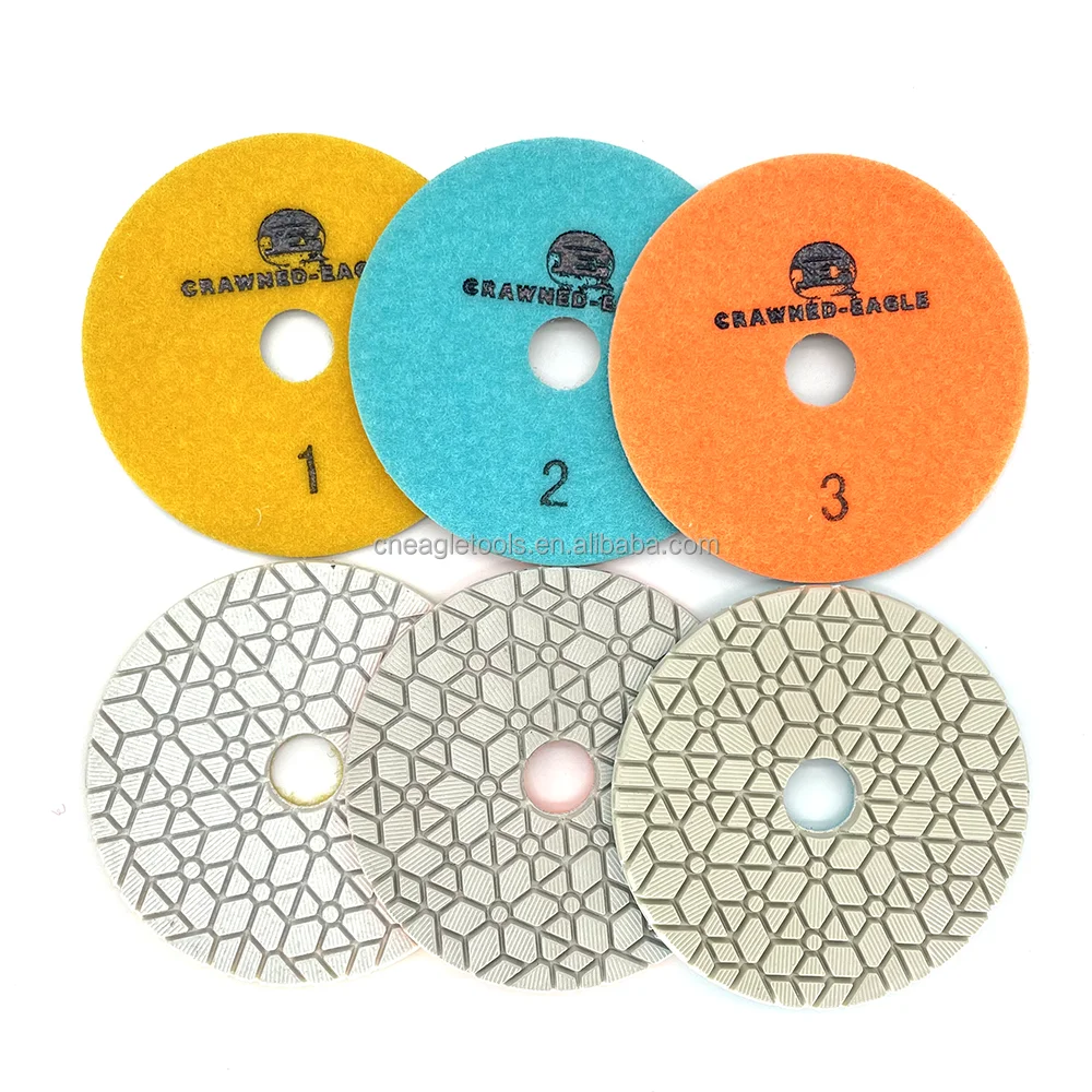 Fast and efficient wear-resistant polishing pad suitable for marble polishing snowflake pattern 4 inches 100mm 3 step