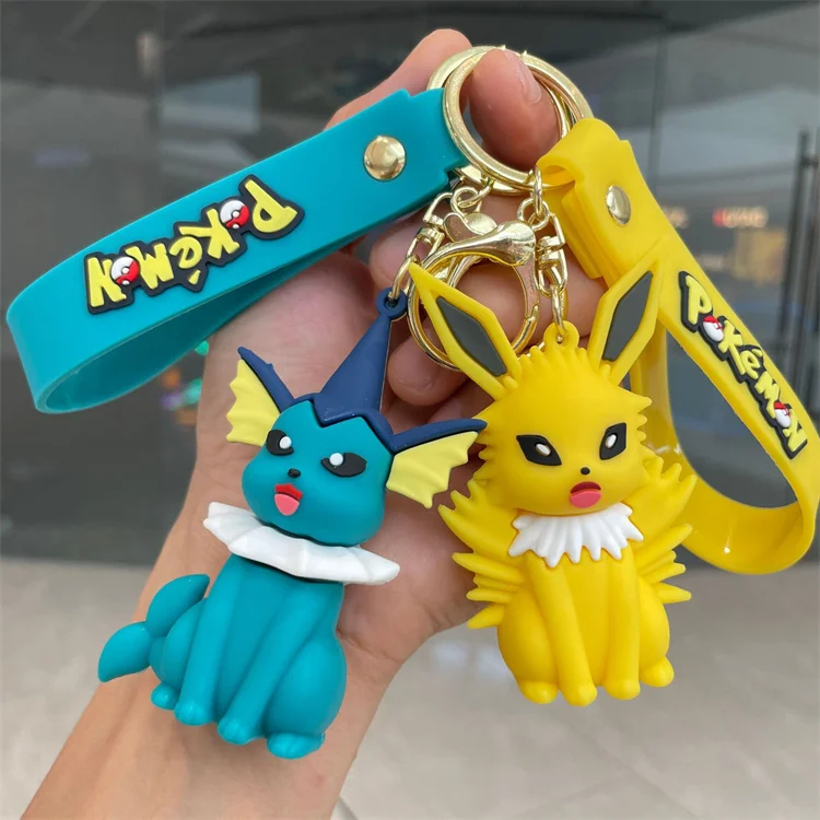 Cross border pokemoned eevee Family Keychain Cartoon Doll School Bag Pendant Car Keychain Pendant Small Gift