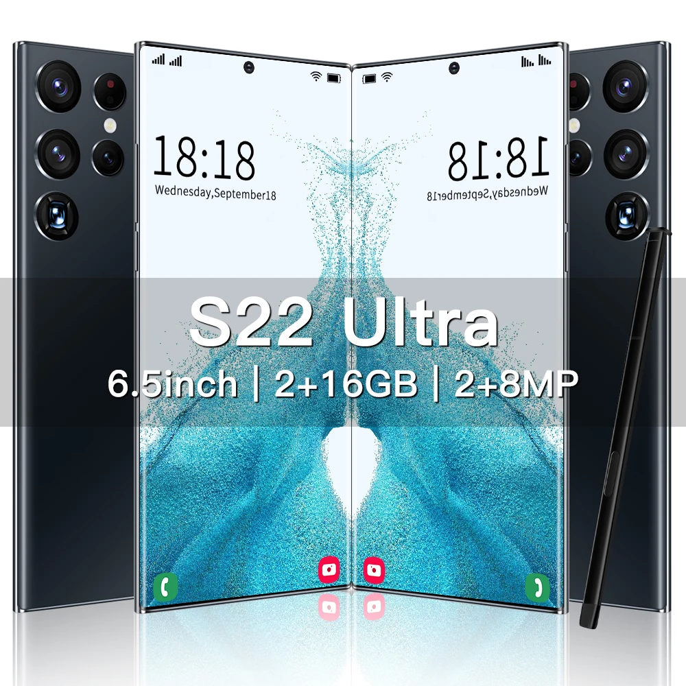 Smartphone S22 Ultra 3G 6.5 inch MTK6580P Full Screen 2GB+16GB Android Mobile Phones With Face ID Original Unlocked Cell Phone