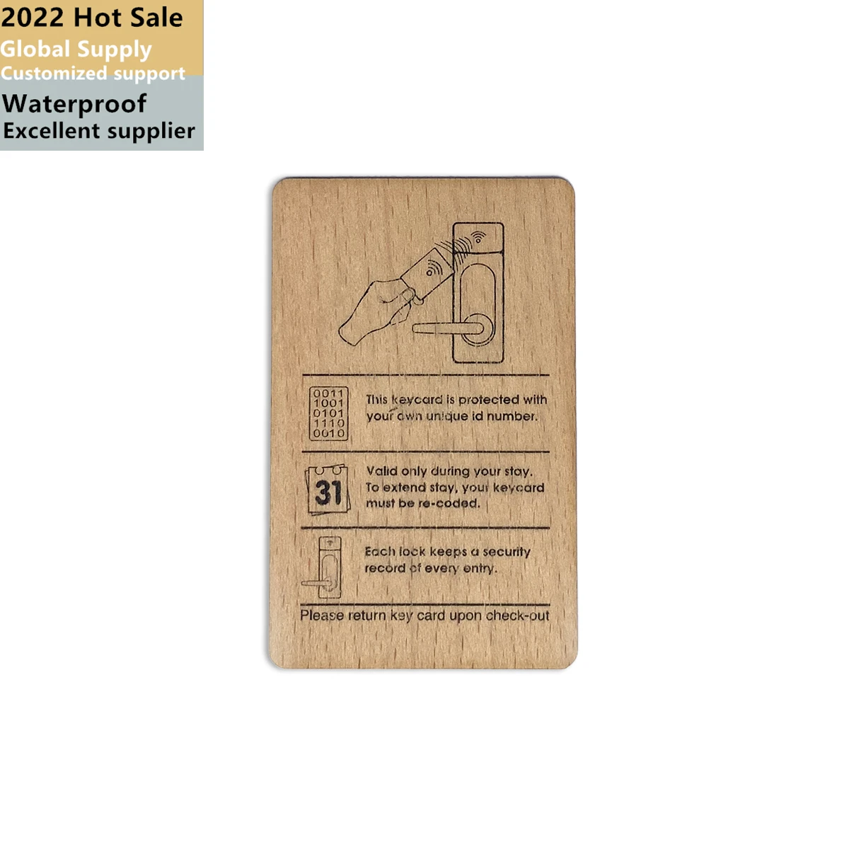 Programmable bamboo wood business Cards RFID ISO14443A Smart 213/216 Mini NFC wooden hotel key card with nfc small card printing