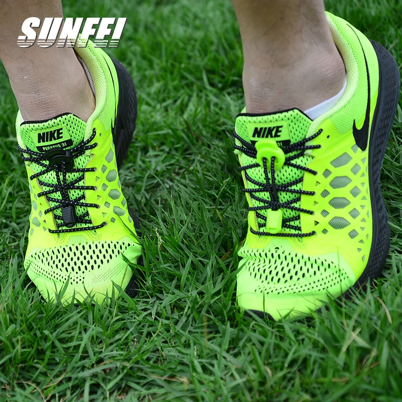 no tie shoelaces with locks rubber Elastic polyester shoe laces custom athletic woven round Elastic shoelace buckle for sneaker