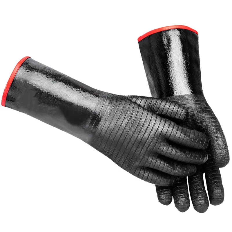 Long Sleeve Nitrile Glove Safety Anti slip Cooking BBQ Acid Alkali High Temperature Resistant Fire Oil Heat Proof Kitchen Gloves