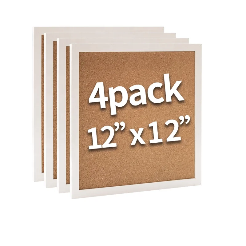 12*12'  Hot Sale 4 pack Bulletin Message Notice Cork Wall Tiles Board