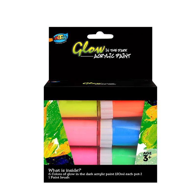 Factory wholesale 20ml artist drawing waterproof glow in the dark acrylic paint set