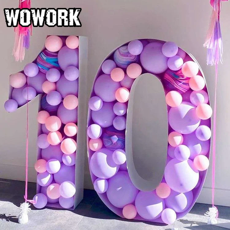 2021 WOWORK fushun waterproof wedding props event decoration baby shower custom Metal frame letter of balloons