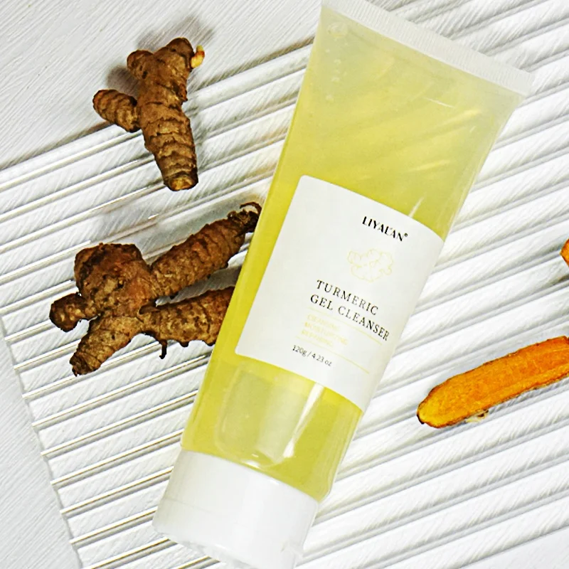 Private Label Pore Cleansing Exfoliating Moisturizing Face Wash Organic Turmeric Facial Gel Cleanser