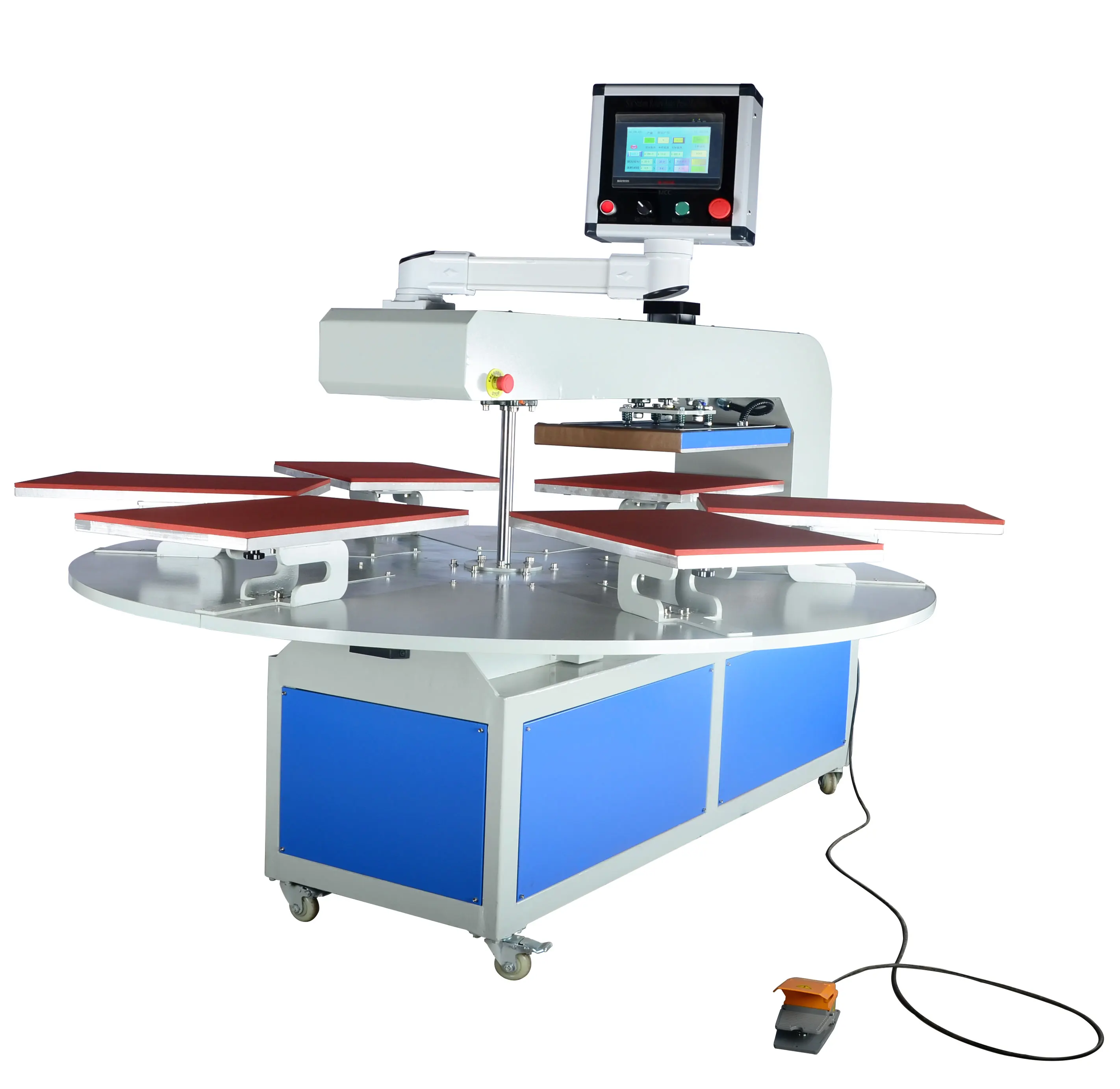 15*15in factory price automatic pneumatic sublimation rotary six worktable heat press machine for t shirt jeans shoes jacket