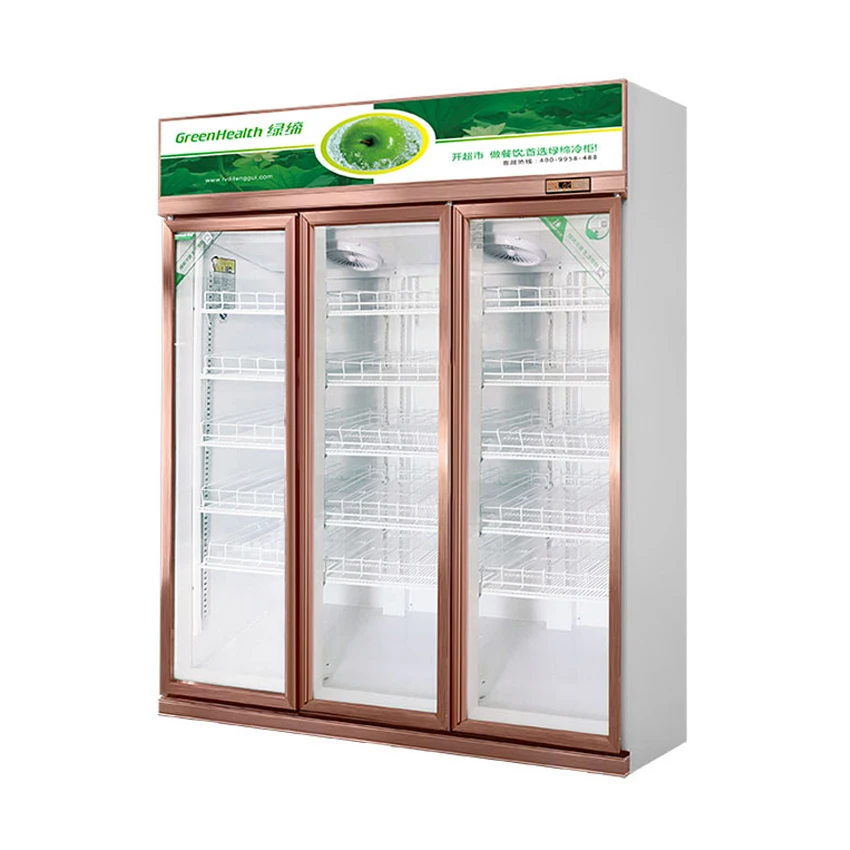 Frequency Conversion Double Glass Door Refrigerator Beverage Showcase Cooler Supermarket Chiller