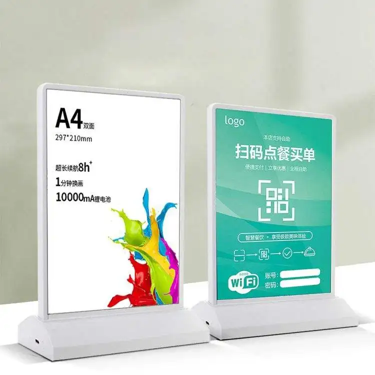 HLY A5 Rechargeable Advertising Slim Led Light Boxes Table Stand Menu Display Board Panel Led Light Box For Bar Store Restaurant