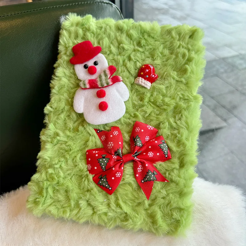 BEYOND A5 Kawaii Cute Plush Cover Soft Furry Christmas Children Kids Journal Notebook for Students Kids Girls Christmas