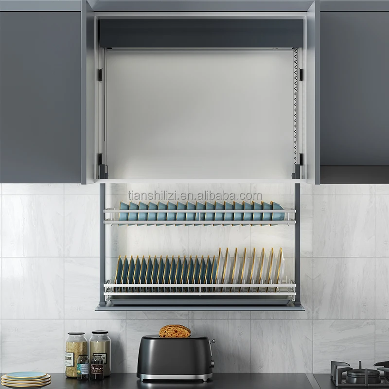 China Wholesale Price Intelligent Kitchen Cabinet Lifting System Plate Shelf Electric Smart Elevator Basket Storage Shelves