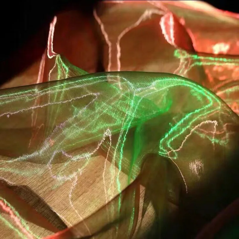 2023 Customization shiny two tone organza rainbow fabric for making dress wedding