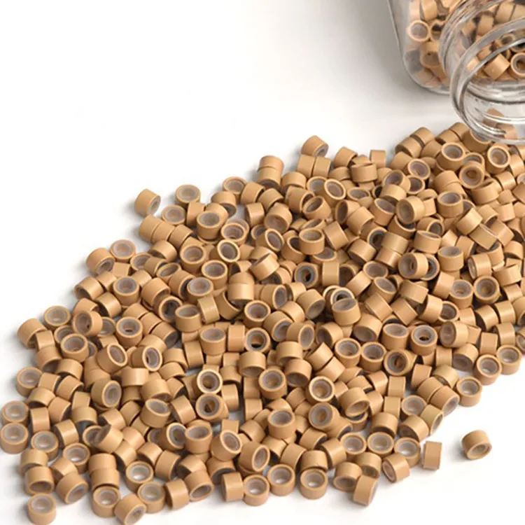 500pcs Hair Extension Micro Rings Beads 5*3*3mm Silicone Lined Tip Links Tube for Extensions Hair Beads for Braids Hair