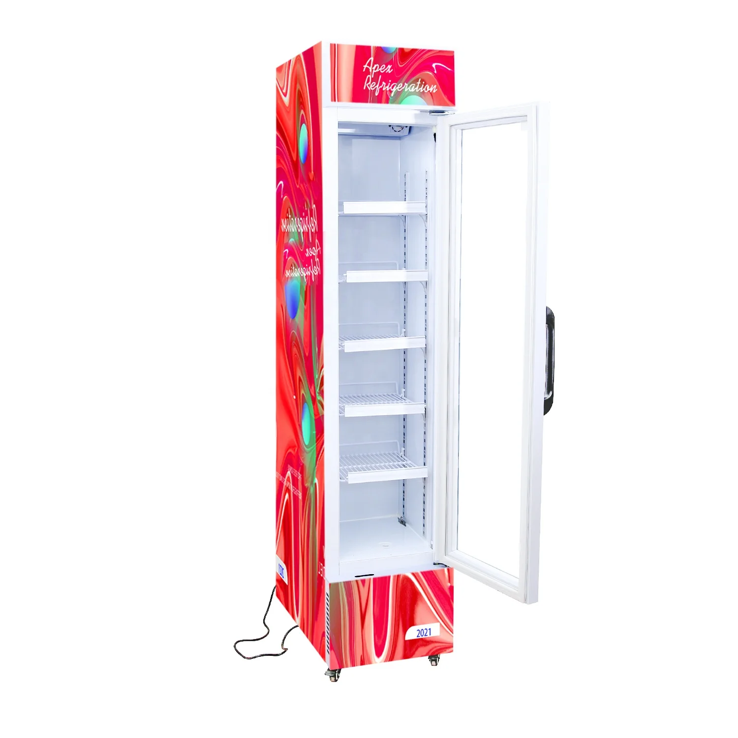 165L Glass Door Freezer Vertical Smart Commercial Cooler Refrigerator Display Fridge