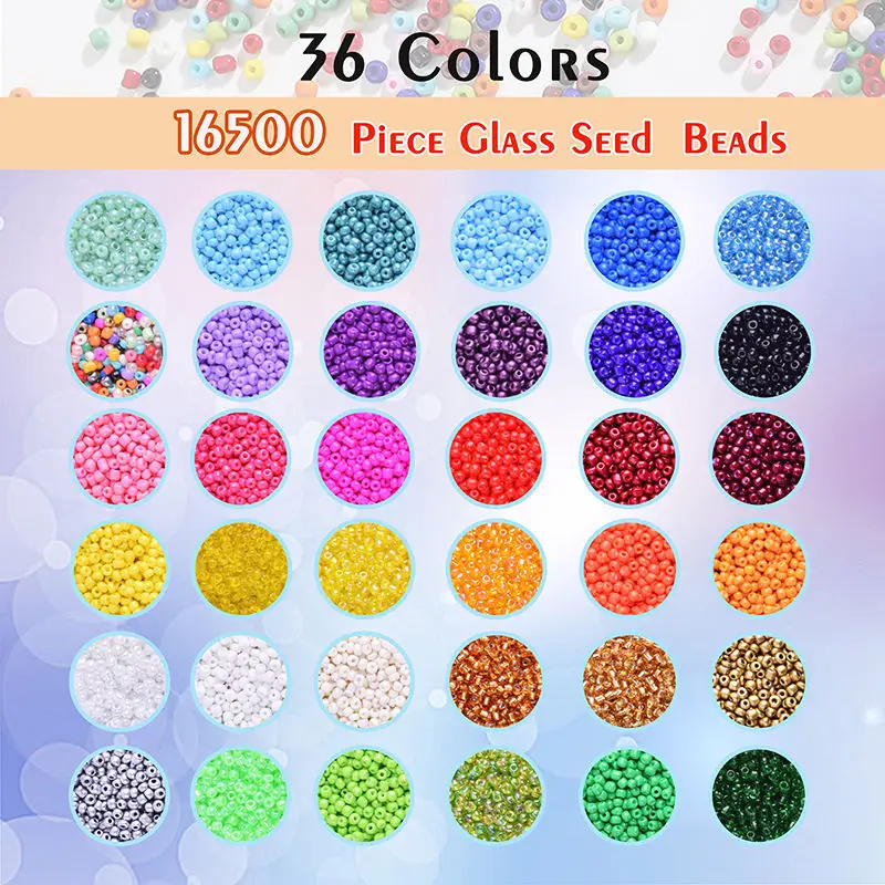 2024 Beads Manufacturer Wholesale 16500pcs 36 Color Glass Seed Beads Kids Toy Set Beads Kit For Jewelry Making