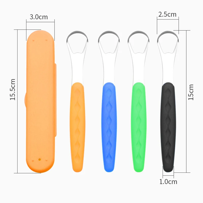 Hot Sale Customized Steel Tongue Cleaner Scraper Reusable 430 Stainless Steel Tongue Scraper With Handle