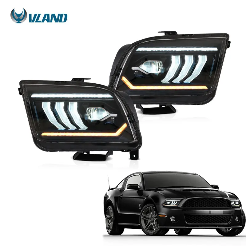 VLAND Factory LED Headlight 2005 2006 2007 2008 2009 Body Kit Accessories Light Car Bodykit Auto Parts Head for Ford Mustang