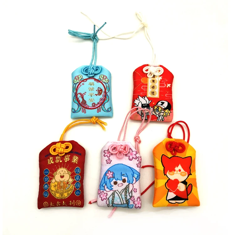 YYX Custom Anime Japanese Omamori Pouch Bag Lucky Charms Pouch Love Health Safety Amulet Sachet Omamori Embroidery Fabric Crafts
