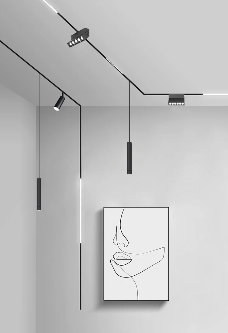 Enideng 48V COB LED Magnetic Track System 4 Wire Track spot light 5W 7W