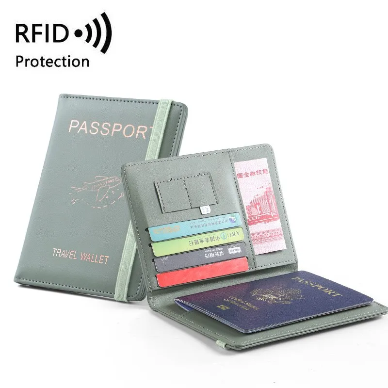 Family PU leather low price designer  wholesale 2 fold passport cover RFID blocking  best travel wallet passport holder