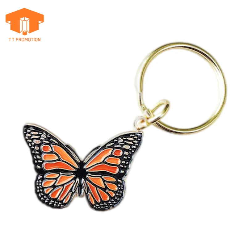 Custom Collector Metal Keychains Insects Monarch Butterfly Enamel Keyring Keychain For Souvenir