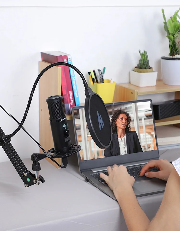 
MAONO USB Microphone Zero Latency Monitoring 192KHZ/24BIT Professional Cardioid Condenser Mic with Touch Mute Button 