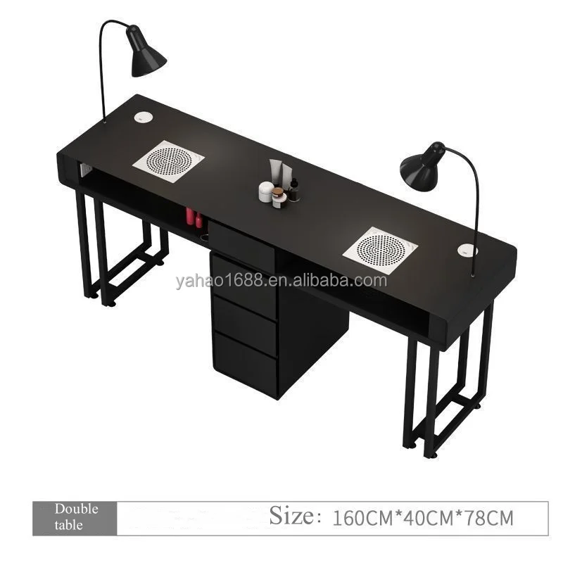 Black Luxury Tufted Manicure Tables Package Nail Desk for Beauty Salon Furniture