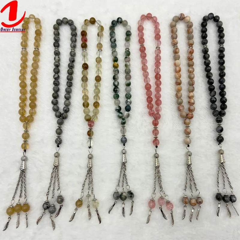 Wholesale bulk Misbaha Agate tasbih Prayer Beads 33 Moslem Muslim Rosary crystal chip bracelet natural stone bracelet