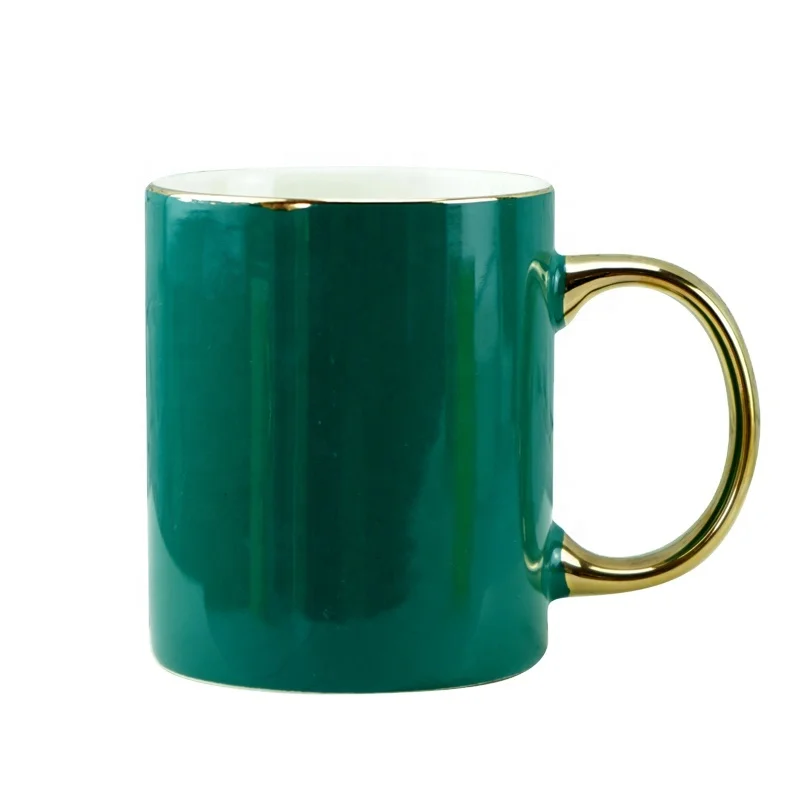 Hot Wholesale  sublimation 11oz ceramic cups Color Glaze Customized For Your design Cup With Gold rim and  Handle Cups