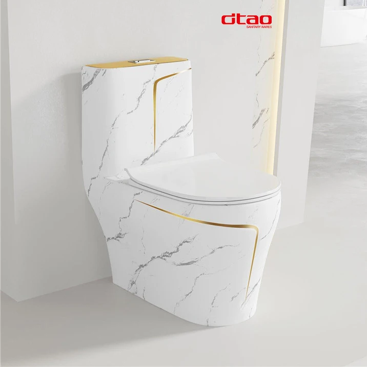 Luxury marble gold porcelain inodoro toilet bowl one piece commode ceramic marble sanitary ware bathroom wc toilet