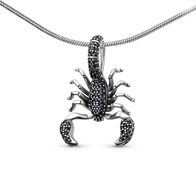 Wholesale 925 sterling silver black cz scorpion beads charms Europe original accessories for bracelets