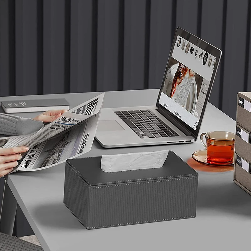MAVOBO Light Luxury Fashion Design Living Bedding Room Rectangular Leather Tissue Napkin Holder Tissue Box Cover