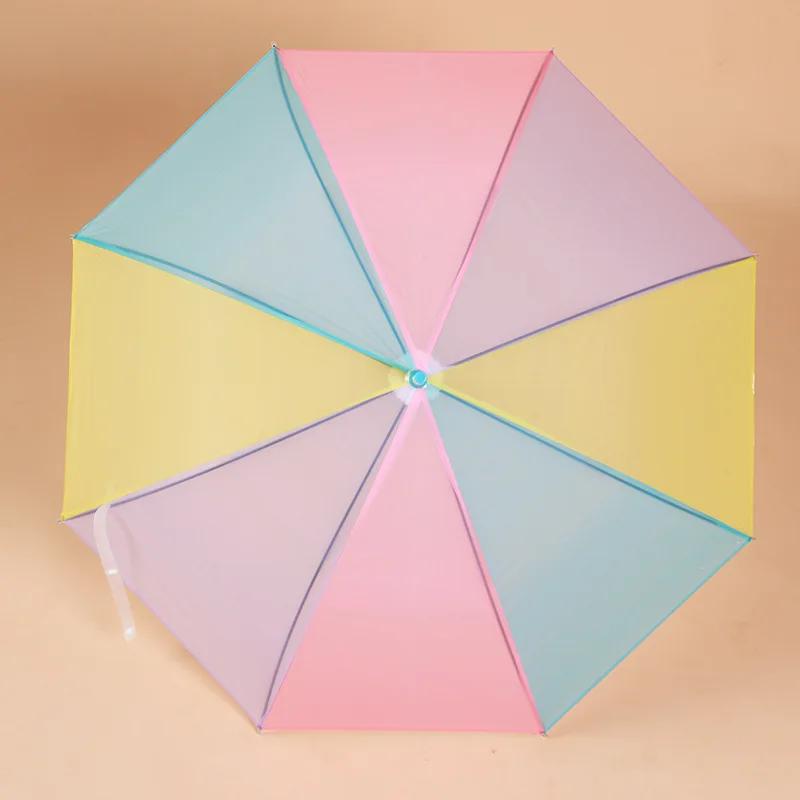 Stock J Handle Rainbow Color Umbrella PVC Clear plastic Advertisement Giveaways Promotion Gifts Promotion Umbrella Wedding tours