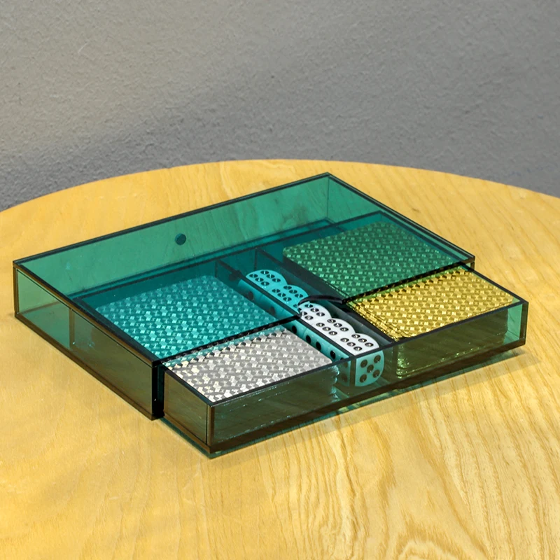 Manufacturer Custom Acrylic Game Set Lucite Poker Game Playing Card Chip Game Set With Acrylic Box