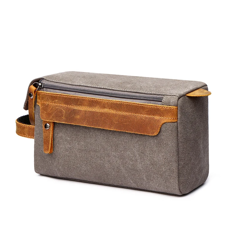 Toiletry bag for men shaving kit bag crazy horse leather dopp kit travel shaving mens toiletry canvas bag