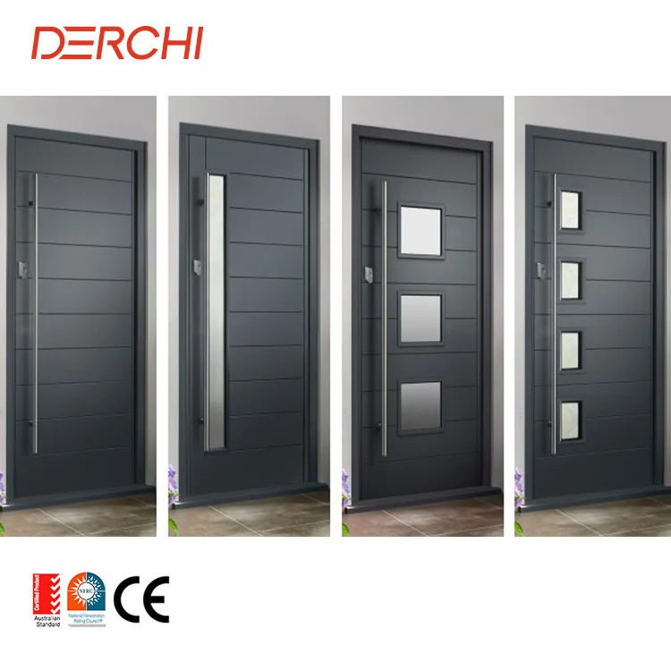 DERCHI NFRC Modern Hot Sale Metal Other Front Entry Door Cheap Price Exterior Steel Security Pivot Entrance Doors For Houses