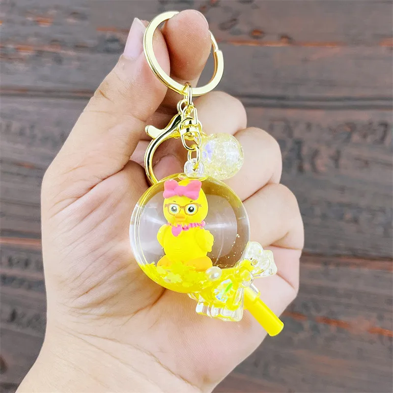 New Cute cartoon Acrylic Liquid Key chain Boba Tea Liquid Keychain Milk Tea Cup Bottle Key Chain Floating Anime Bag pendants