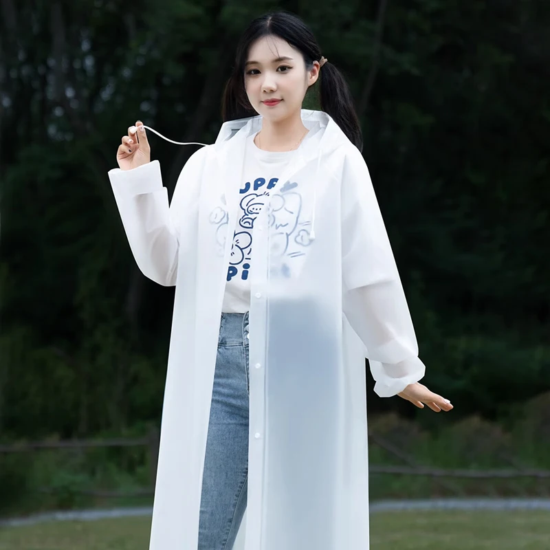 Rainroat Fashionable Girls Rain Poncho Long EVA/PE/PU Jacket for Outdoor Activities-Hiking Fishing Travel with Logo Decoration
