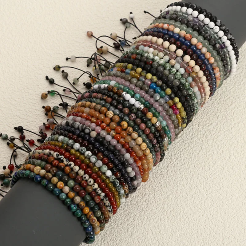 4mm Fine bead bracelet woven adjustable natural stone Yoga Chakra beads handmade bracelet jewelry