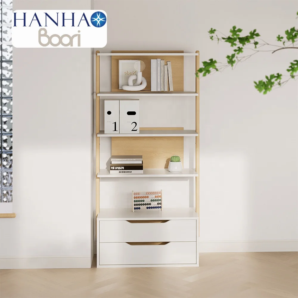 Only B2B Boori White 5 Tier Book Shelf Wooden Storage For Home Living Room