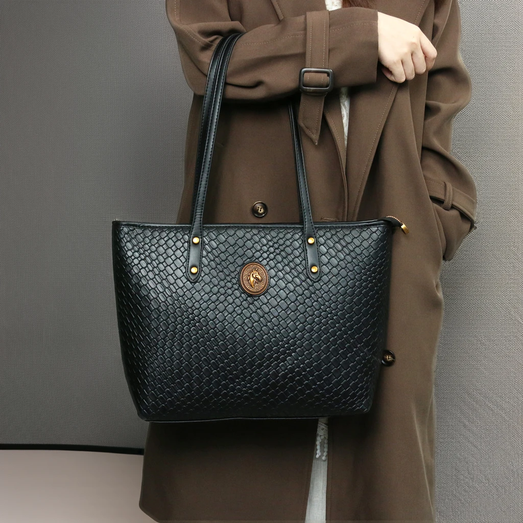 China Factory Wholesale Stylish Cheap Women Handbags Large Capacity Vegan Leather Lady Shoulder Shopper Women Casual Tote Bag