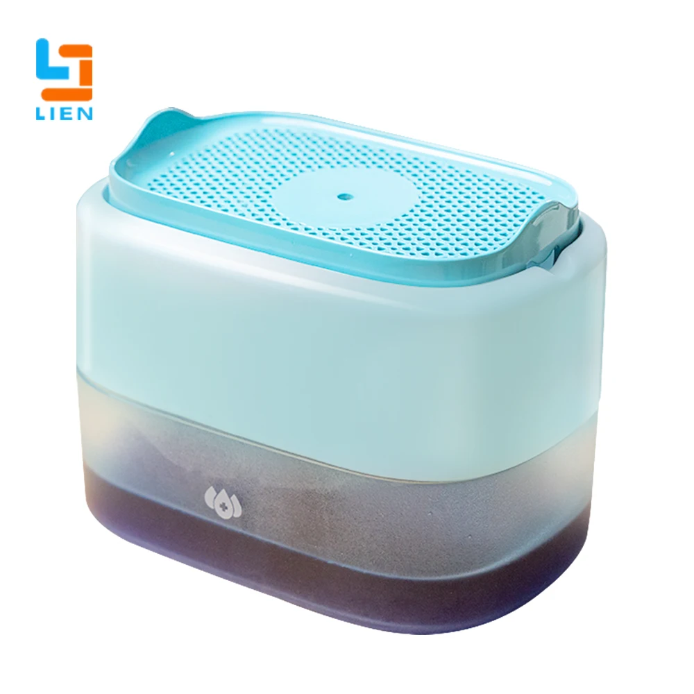 liquid dispenser dishwashing press infusion sponge dish brush with soap dispenser