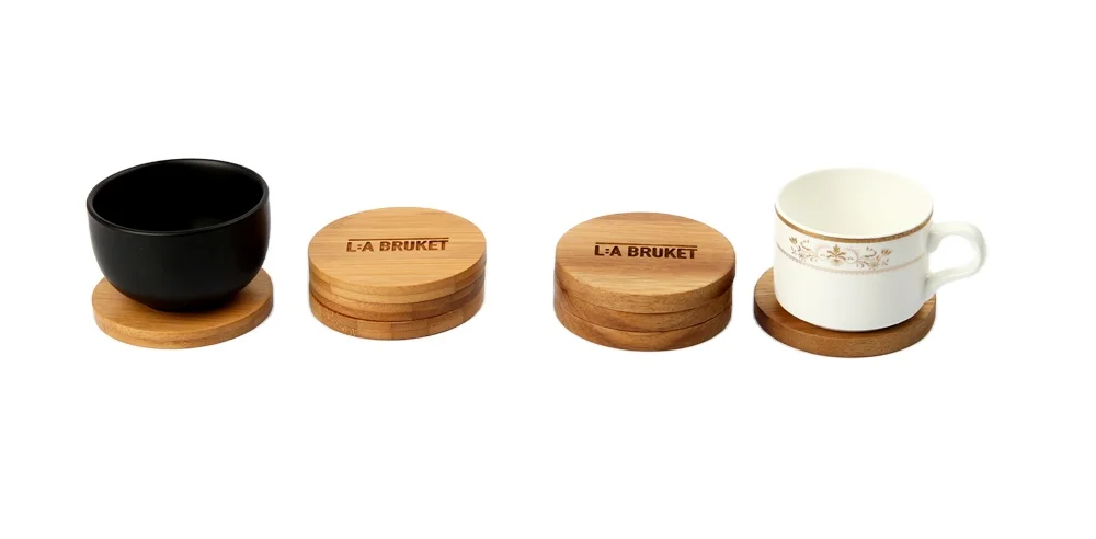 Wholesale Square Bamboo Coaster Set Eco-friendly Bamboo Cup Coaster Set New Design Bamboo Cup Mat handmade Custom Wooden Coaster