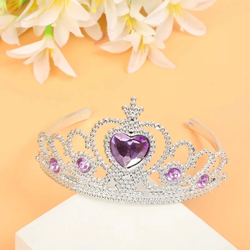 Wholesale Cheap Plastic Tiaras Dress Up Snow And Ice Colors kids Princess Plastic Crown for Girls
